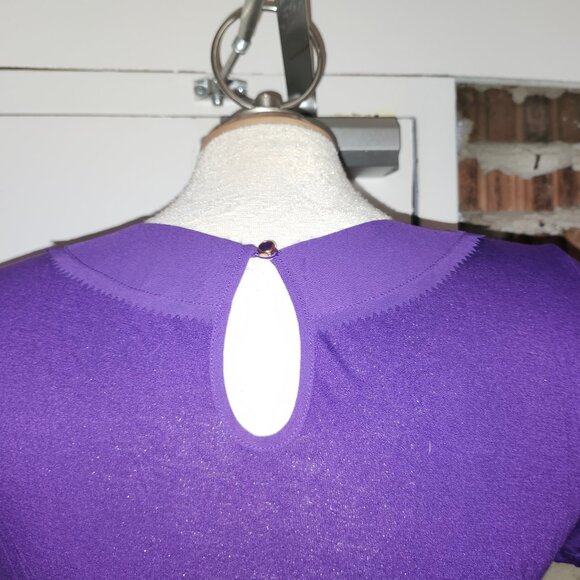 Ted Baker Purple Pleated Top Keyhold Button Size 3 M Medium - Picture 6 of 7